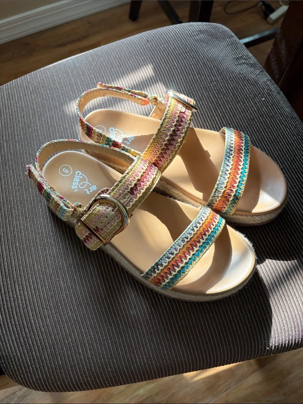 Girls' Art Class Multicolor Woven Strap Sandals - 5